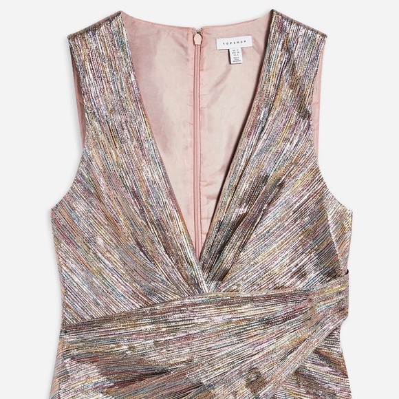 topshop rainbow metallic wrap dress